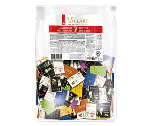 Napolitains Villars pur chocolat Suisse - Assortiment de 425 mini chocolat Noir et Lait 7 recettes - 2,5 Kg