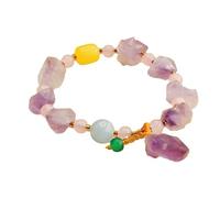 napoolo - Bracelet Pierre Naturelle Femme - Perles Naturelles - Fait Main - Marque Française - Améthyste, Quartz Rose, Pierre de Lune, Citrine, Jade, chakras - Qualité Premium