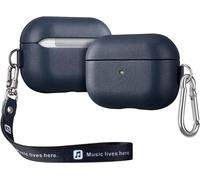 [Nappa Series] Coque AirPods Pro avec Dragonne/Mousqueton, Étui en Cuir pour AirPods Pro, Fabriqué à la Main avec du véritable Cuir, Housse Cover Protection AirPods Pro, Bleu Case