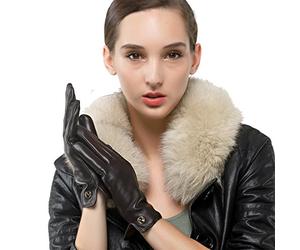 Nappaglo des gants en cuir d'agneau italien hiver chaud simple garniture de longue toison gants