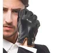 Nappaglo les gants de cuir italien nappa avec des lignes de l'écran tactile a agneau chaud gants couleur m (palm corpulence:17.8-19.0cm), black (écran)