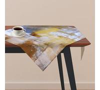 Nappe 73 x 73 cm, marron, table courte en lin, décoration de table, peintures d'art modernes, nappes esthétiques, décoration de chemin d'automne, fête, mariage, Noël, anniversaire