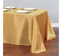Nappe à carreaux en polyester résistant à l'eau Couverture de table rectangulaire en satin pour la maison Restaurant Fête Buffet pique-nique Doré 145 x 320 cm
