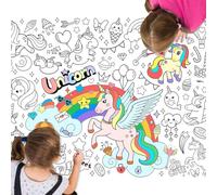 Nappe à Colorier 110 x 80 cm en Papier, Licorne DIY Géant Coloriage Affiche pour Enfants - Jeux et Décoration d'Anniversaire