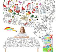 Nappe à Colorier pour Enfant en Papier,119,4x180,3 cm Coloriage Geant Noël avec 18 Stylos de Peinture,Jeux Anniversaire Enfants Activités DIY Décoration de Noël Fête Rouleau Papier Dessin