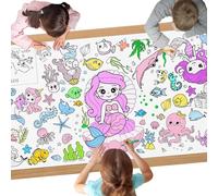 Nappe À Colorier Pour Enfants¿180 * 90cm Sirène Papier Dessin Pour Enfant Diy Géant Coloriage Affiche Jeux D'anniversaire, Activités Pour Enfants