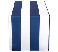 Nappe à fermeture Éclair DII - 100 % polyester, anti-déversement et lavable en machine - Pour une utilisation en extérieur et pour tables avec parasol - Ronde, 132 cm - Motifs représentants des feuilles de bananier - Pour 4 personnes, Nautical Blue Cabana Stripe, Table Runner 14x108"