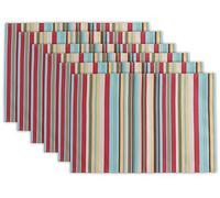 Nappe à fermeture Éclair DII - 100 % polyester, anti-déversement et lavable en machine - Pour une utilisation en extérieur et pour tables avec parasol - Ronde, 132 cm - Motifs représentants des feuilles de bananier - Pour 4 personnes, Summer Stripe, Placemat