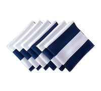 Nappe à fermeture Éclair DII - 100 % polyester, anti-déversement et lavable en machine - Pour une utilisation en extérieur et pour tables avec parasol - Ronde, 132 cm - Motifs représentants des feuilles de bananier - Pour 4 personnes, Nautical Blue Cabana Stripe, Napkin