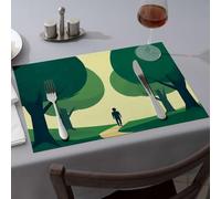 Nappe « A Person Walks Down A Path Between Trees » - Sets de table d'été - Décoration d'intérieur rustique (4 pièces)
