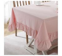 Nappe à volants, nappe en coton avec coutures à volants, nappe rectangulaire lavable et anti-poussière style vintage for décoration de table de cuisine et salle à manger(Pink,120x160cm)