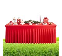 Nappe à volants résistante à l'eau pour événements, buffets, salles de anquets, remise de diplôme, réceptions commerciales, Halloween - Rouge - 1,8 m