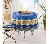 Nappe - Abeille bleu - Ronde - 1m80 - Anti tache et sans Repassage
