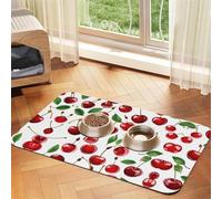 Nappe absorbante en cuir avec imprimé cerises rouges, parfaite pour chiens, chats et autres animaux de compagnie