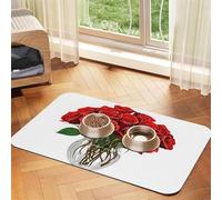 Nappe absorbante en cuir avec imprimé roses rouges pour chiens, chats et autres animaux de compagnie
