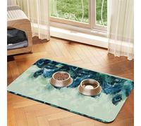 Nappe absorbante en cuir avec motif plume de paon, tapis en cuir absorbant pour animaux de compagnie, zone d'alimentation bien rangée pour chiens, chats, animaux de compagnie