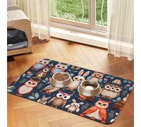 Nappe absorbante en cuir pour animaux de compagnie motif hibou, lapin, oiseau, renard, tapis d'alimentation en cuir pour chiens et chats
