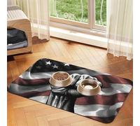 Nappe absorbante en cuir pour chiens et chats - Motif drapeau à rayures et étoiles rouges et blanches