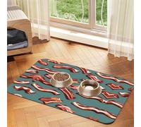 Nappe absorbante motif bacon strié pour animaux de compagnie, tapis spécial pour gamelles pour animaux de compagnie, enroulable pour le rangement, idéal pour les gamelles d'animaux de compagnie