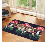 Nappe absorbante pour animaux de compagnie, motif champignons magiques, tapis spécial pour gamelles pour animaux de compagnie, enroulable pour le rangement, idéal pour les gamelles d'animaux de
