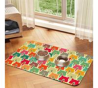 Nappe absorbante pour animaux de compagnie, motif ours colorés, tapis spécial pour gamelles pour animaux de compagnie, enroulable pour le rangement, idéal pour les gamelles d'animaux de compagnie