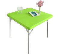 Nappe ajustée carrée à bords élastiques de couleur unie - Accessoire de décoration d'intérieur pour table à manger 80 x 80 cm Vert citron - Parfaite pour les fêtes et un usage quotidien