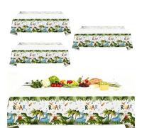 Nappe anniversaire dinosaure, pack de 3, 180 x 108 cm, design jungle, idéal pour fête d'anniversaire, décoration de table, écologique et facile à nettoyer, parfait pour une fête à thème dinosaure