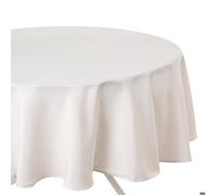 Nappe anti-tâche ""Lallie"" blanc ivoire D180cm - Atmosphera createur d'interieur