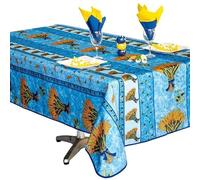 Nappe Anti-Tache Motif Bouquet de Blé - Rectangulaire ou Ronde - Plusieurs Tailles - Infroissable, Facile d’Entretien - Style Provençal pour Cuisine et Jardin (Bleu, 300x150 cm)