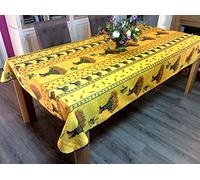 Nappe Anti-Tache Motif Bouquet de Blé - Rectangulaire ou Ronde - Plusieurs Tailles - Infroissable, Facile d’Entretien - Style Provençal pour Cuisine et Jardin (Jaune, 300x150 cm)
