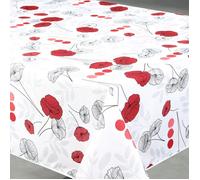 Nappe anti-tâche rectangulaire motif coquelicots Blanc 145x240 cm