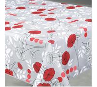 Nappe anti-tâche rectangulaire motif coquelicots Gris 145x240 cm