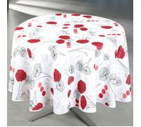 Nappe anti-tâche ronde motif coquelicots Blanc 160x160 cm