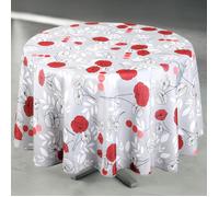 Nappe anti-tâche ronde motif coquelicots Gris 160x160 cm