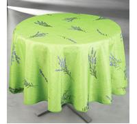 Home Maison - Nappe Anti-Tache Ronde Motif Lavande - Polyester - Linge de Table Imperméable - Usage Intérieur Extérieur - Facile Entretien Lavable - Ø 160 cm - Vert