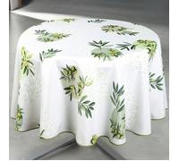 Nappe anti-tâche ronde motif olive Vert 160x160 cm