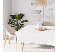 Soleil d'ocre, Alix Nappe carrée Anti-tâches, Polyester, Blanc, 140x140 cm