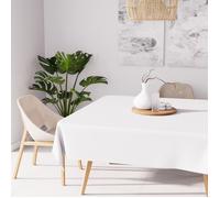 Soleil d'ocre, Alix Nappe carrée Anti-tâches, Polyester, Blanc, 140x140 cm