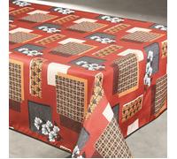 Nappe anti taches motif fleur et forme géométrique Terracotta 145x240 cm
