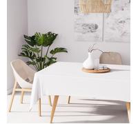 Soleil d'ocre, Alix Nappe Rectangle Anti-tâches, Polyester, Blanc, 140x300 cm