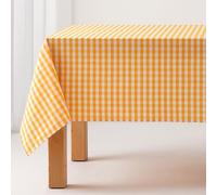 Nappe Anti-Taches Tableau Vichy, Coton, Toucher Tissu, 140x240 cm, Couleur Jaune