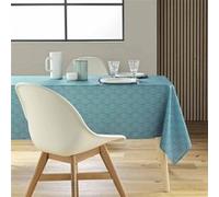 Douceur d'Intérieur Nappe rectangulaire Ofelis Polyester imprimé antitache 145 x 240 cm Bleu