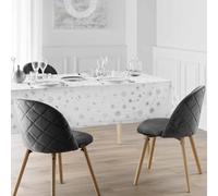 Douceur d'Intérieur Nappe de fête Astrelia Rectangle 140 x 240 cm Microfibre Blanc/Argent