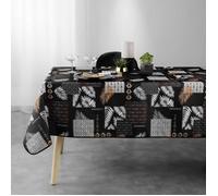 Nappe antitache rectangulaire - Feuillages et Motifs graphiques - Noir