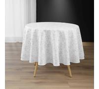 Douceur d'Intérieur – Nappe antitache ronde Lonigold 180 cm – Imprimé polyester – Blanc