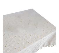Nappe artistique en coton et lin mélangé avec pompons pour décoration d'intérieur, pour l'intérieur et l'extérieur, 100 x 160 cm