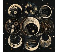 Nappe astrologique motif lune et fleur, nappe de divinations, nappe d'autels, accessoire de jeu de société, nappe, nappe, décoration murale