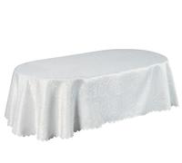 Nappe avec ornements - Anti-taches - Facile d'entretien et infroissable - Qualité supérieure damassé - Ronde et ovale - Blanc - 160 x 260 cm - Ovale