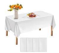 Nappe Blanche Jetable,Nappe Blanche Mariage,4 Pièces PEVE Rectangulaires Nappes Blanches,Nappes Jetable pour Supplies Mariage Anniversaire Fête de Maison Décorations de Table