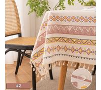 Nappe boho imperméable Coton rectangulaire lavable Couverture de table de jardin, Couleur : 2#, Taille : 90*90cm
